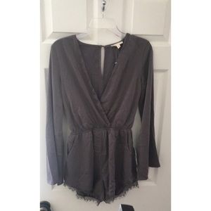 Gray Long Sleeve Romper